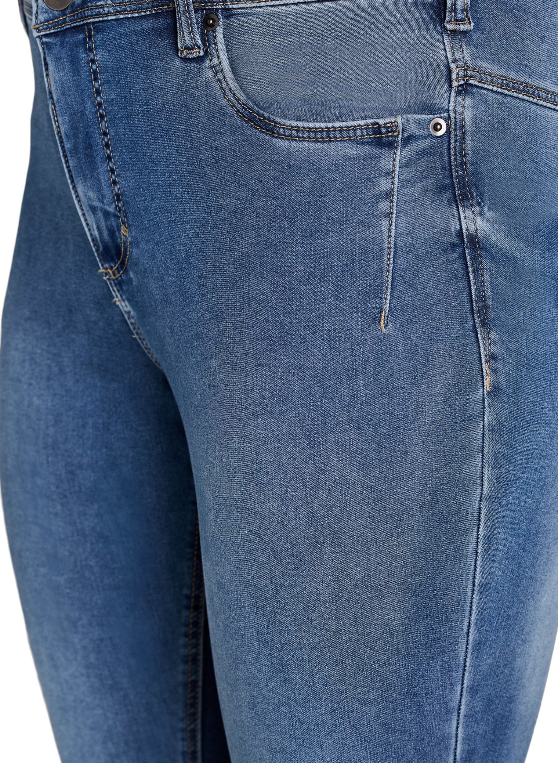Zizzi Gecropte Amy jeans met ritssluiting details, Blauw, Packshot image number 2