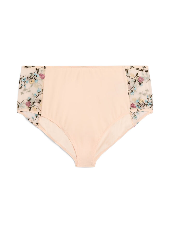 Microvezel panties met geborduurde bloemen details, Roze, Packshot image number 0