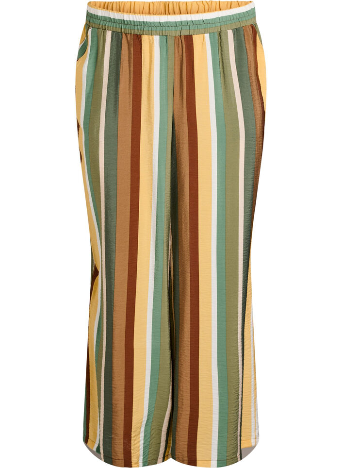 Losse viscose broek met strepen, Bruin, Packshot image number 0