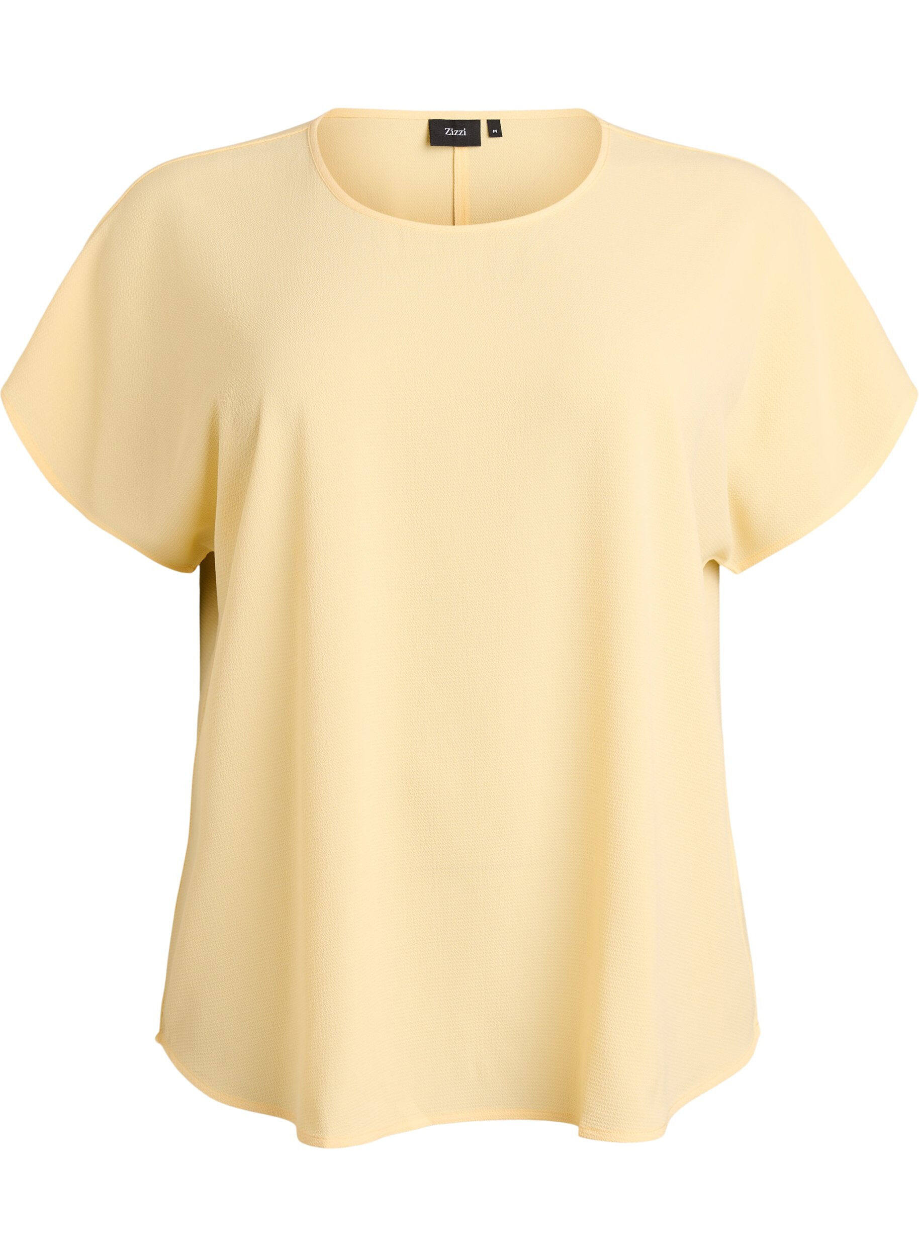 ZizziBlouse met korte mouwen en een ronde halslijn, Geel, Packshot image number 0