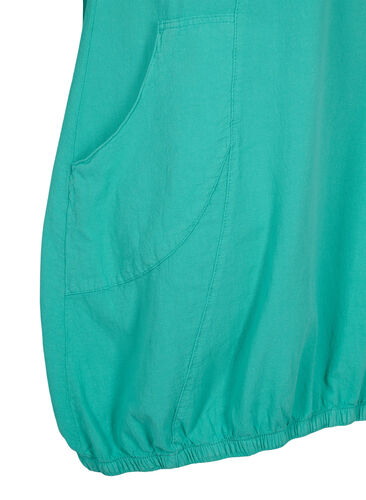 Katoenen jurk met korte mouwen, Aqua Green, Packshot image number 3