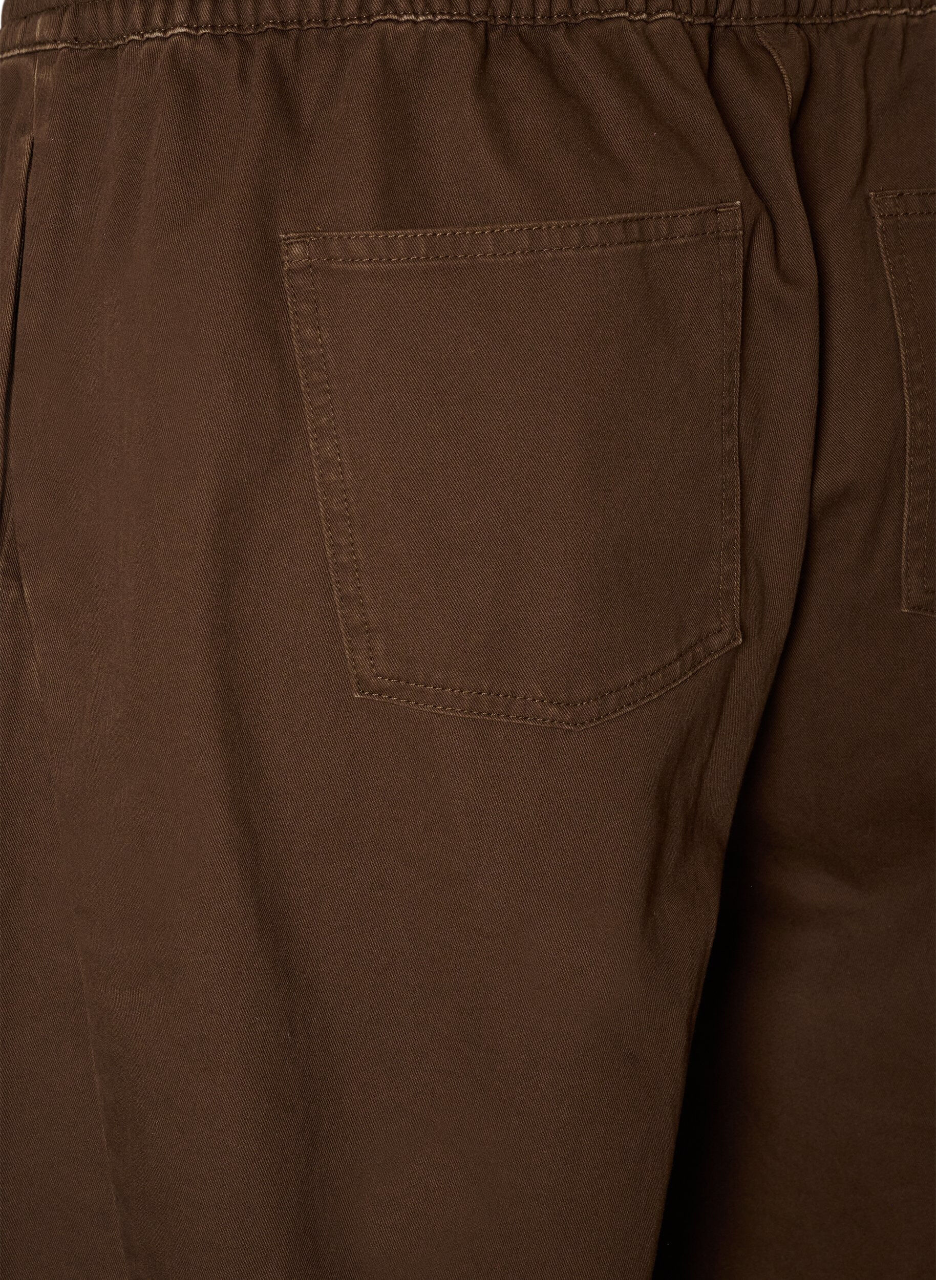 ZizziBarrel jeans met hoge taille en elastische tailleband, Bruin, Packshot image number 3
