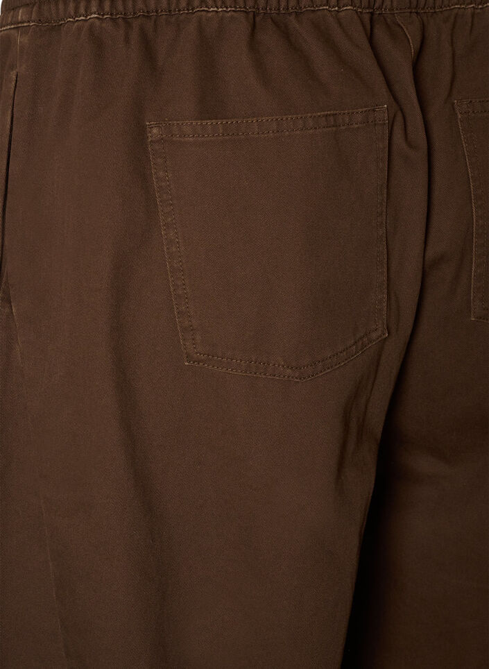 Barrel jeans met hoge taille en elastische tailleband, Bruin, Packshot image number 3