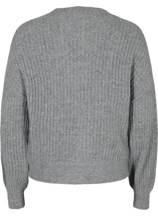 Ribgebreid vest met knopen, Medium Grey Melange, Packshot image number 1