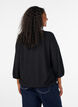 Blouse met textuur en 3/4 mouwen, Zwart, Model image number 2