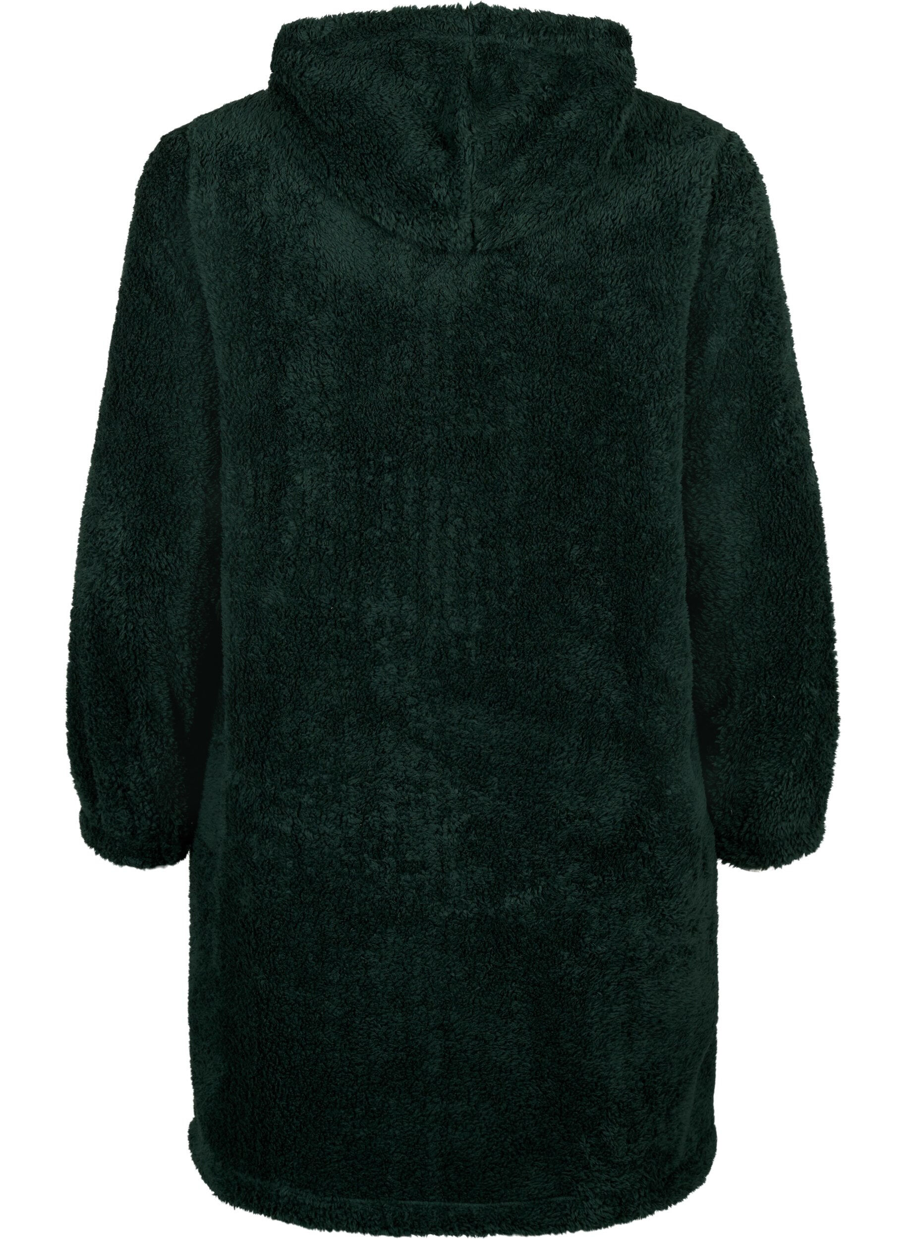 Zizzi Teddy jurk met capuchon, Scarab, Packshot image number 1