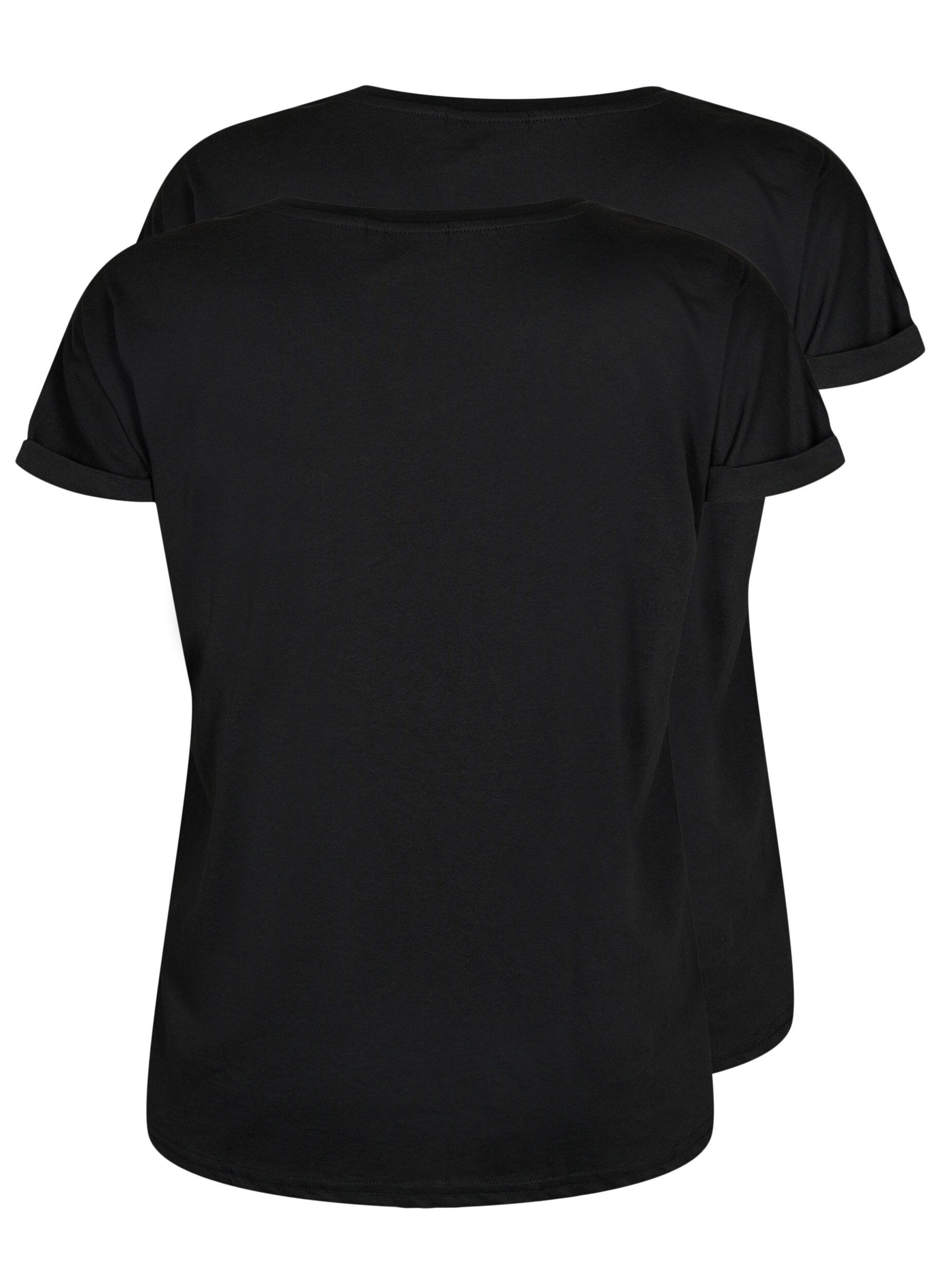 Zizzi2-pack T-shirts met korte mouwen, Zwart, Packshot image number 1