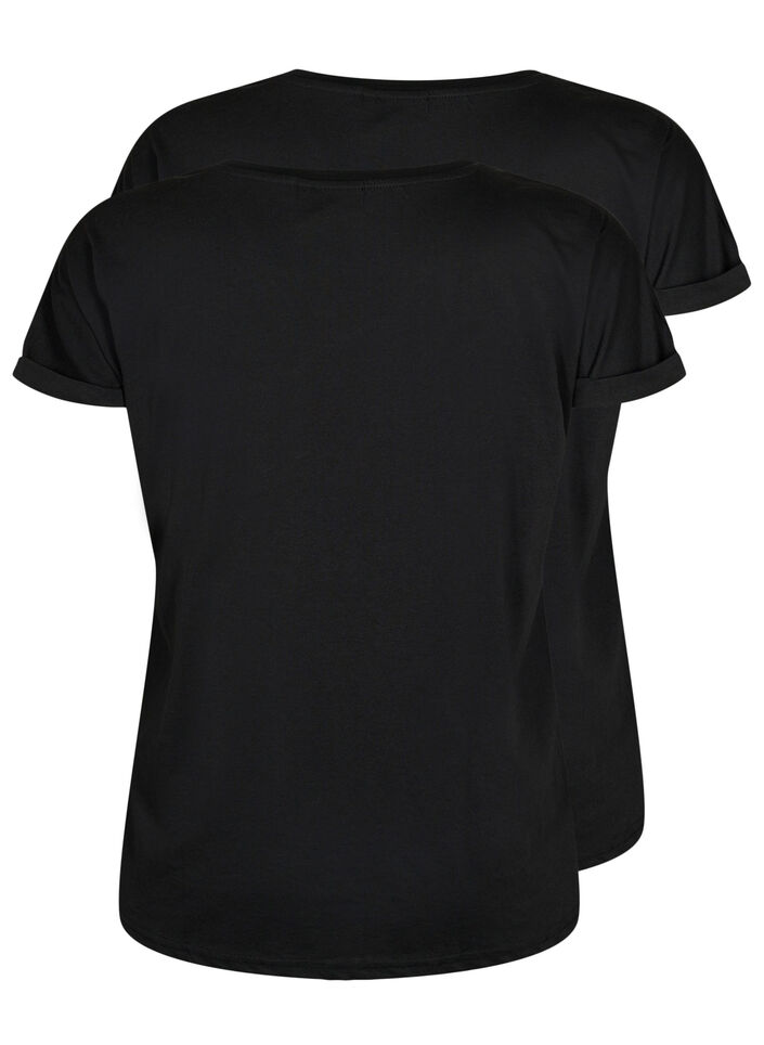 2-pack T-shirts met korte mouwen, Zwart, Packshot image number 1