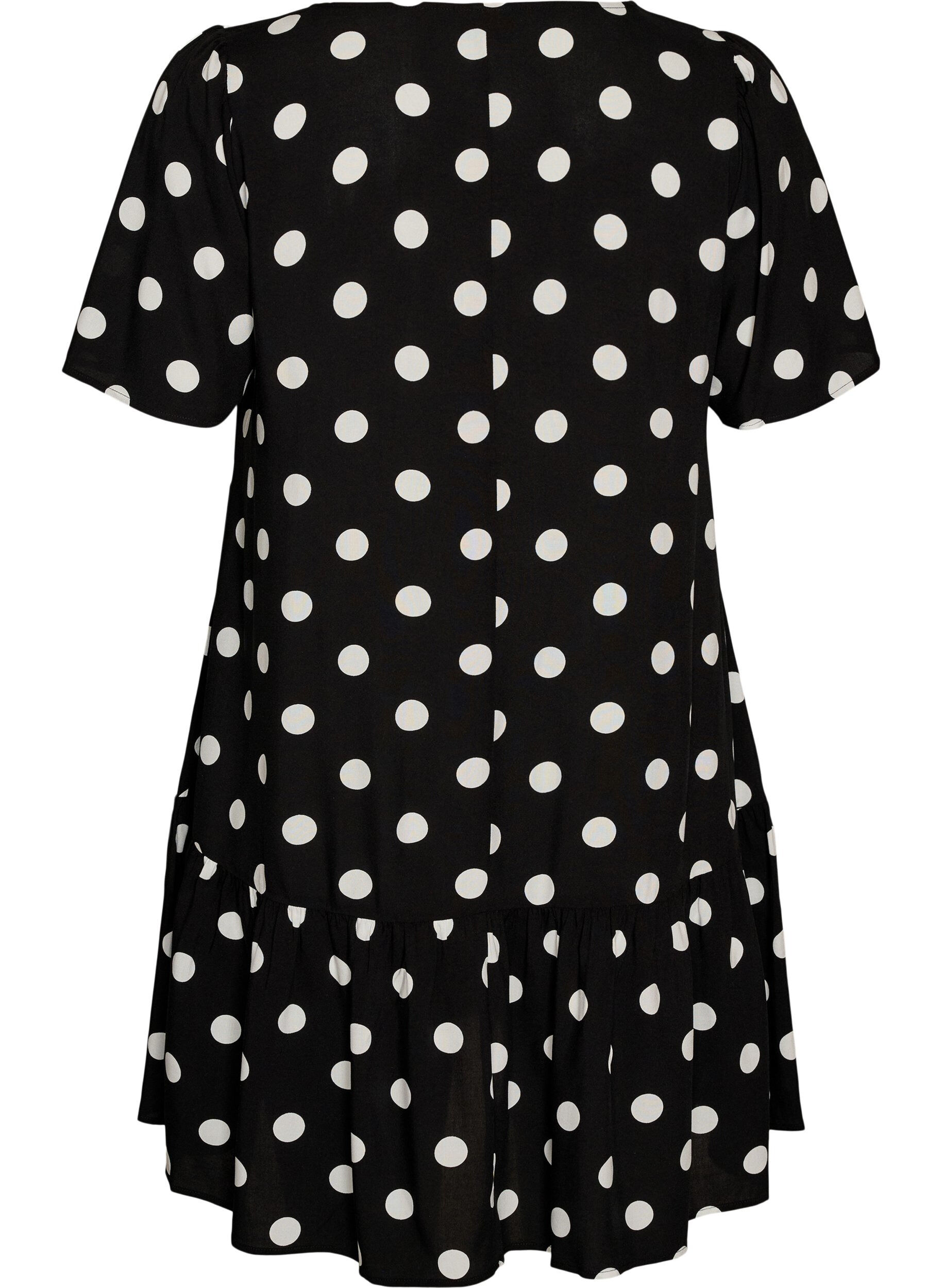 ZizziJurk van viscose met coupenaad, Zwart, Packshot image number 1