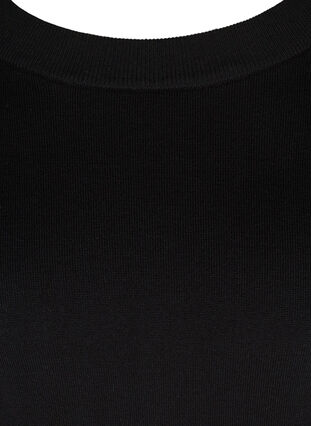 Viscose gereide top met gedrapeerde mouwen, Black, Packshot image number 2