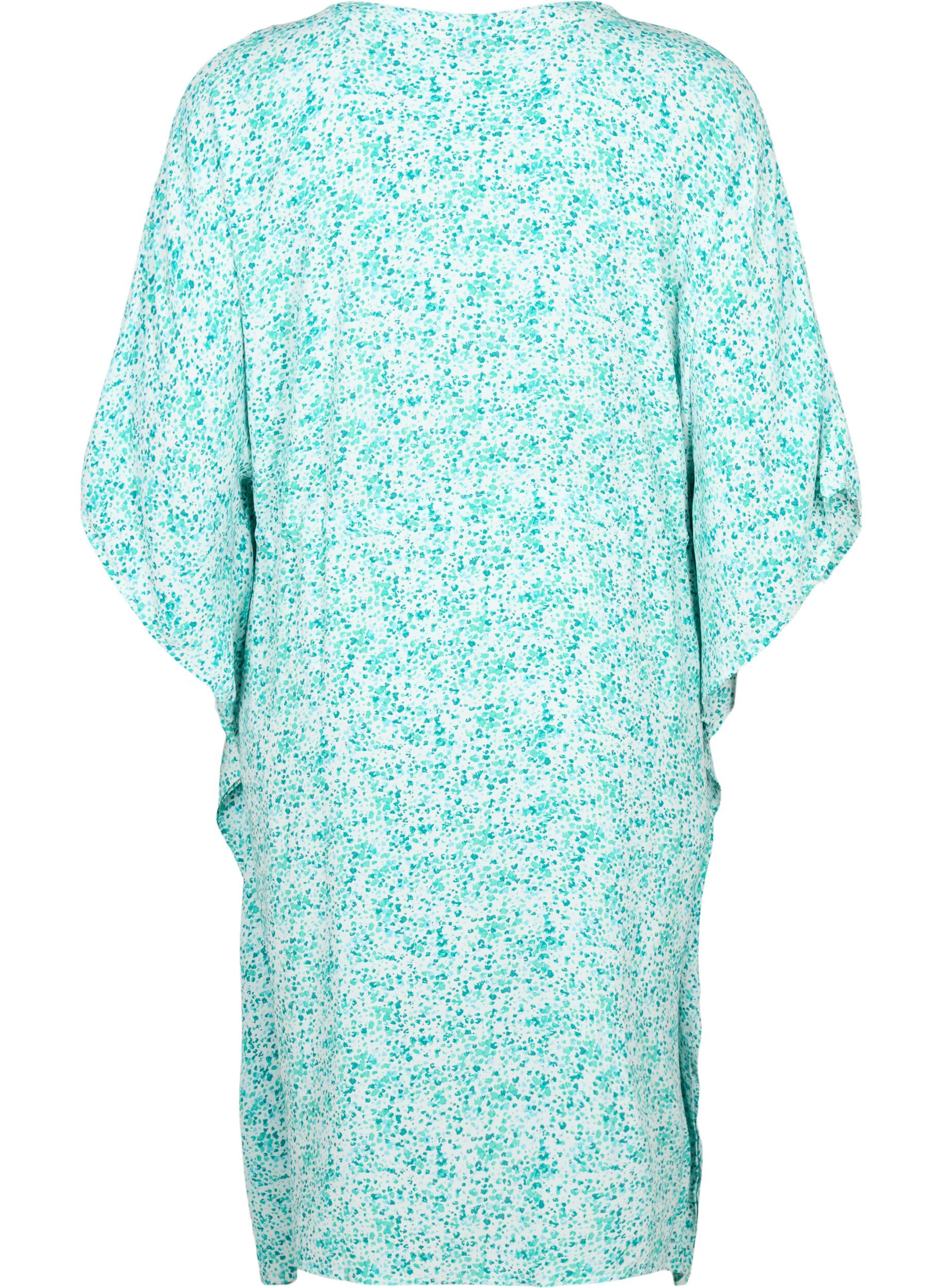 Zizzi Viscose caftan jurk met print, Green Dot, Packshot image number 1