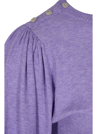 Gebreide top met ballonmouwen en rib, Paisley Purple Mel, Packshot image number 3