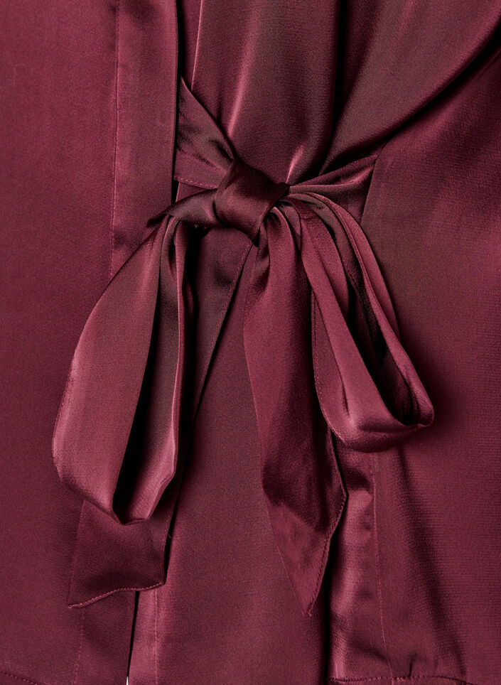 Shirt met satijnlook en wikkeleffect, Rood, Packshot image number 3