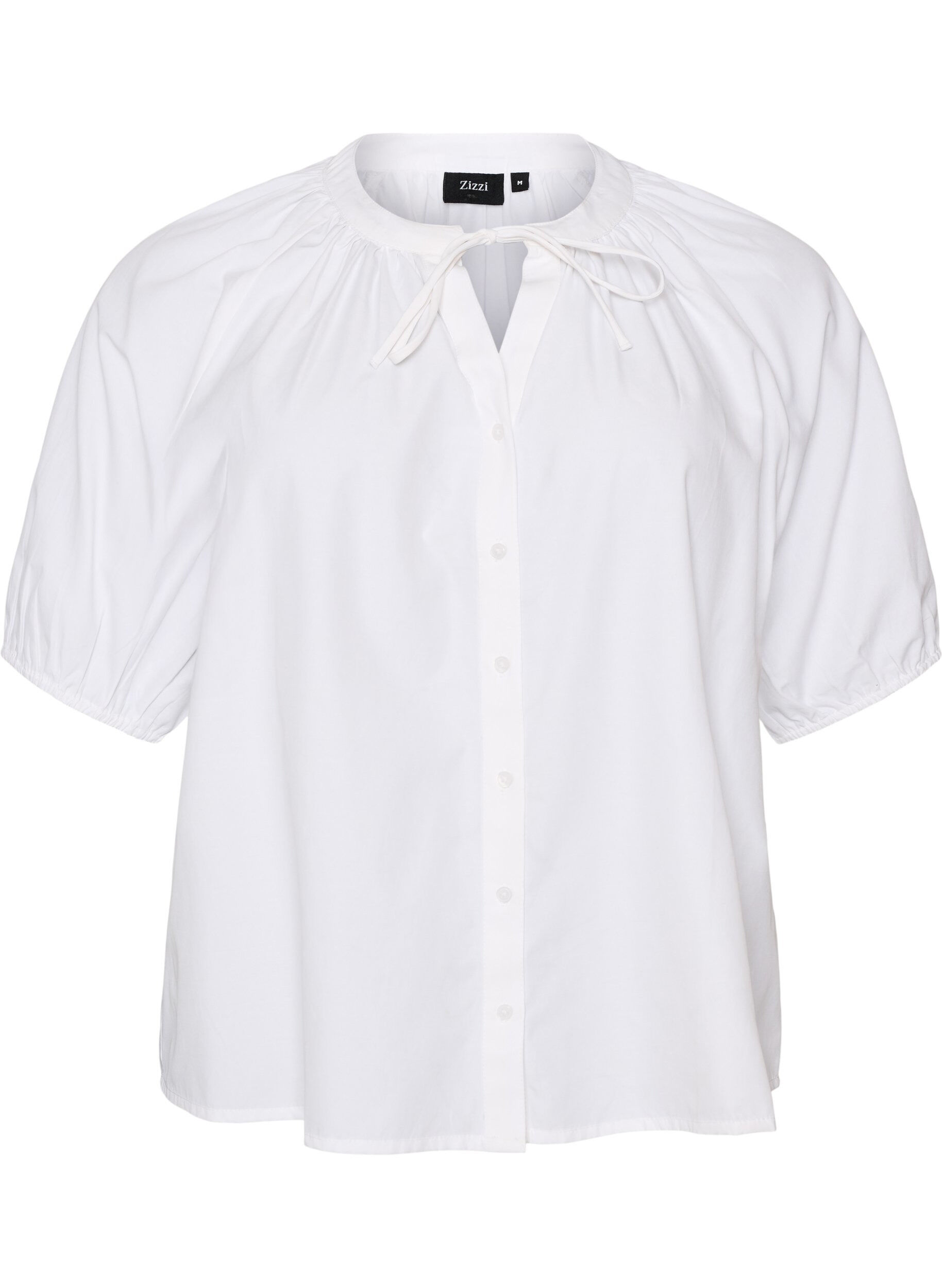 ZizziOverhemdblouse met knoopsluiting en strikceintuur, Wit, Packshot image number 0