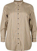 Geruite overhemdblouse met ruches, Brown Check, Packshot image number 0