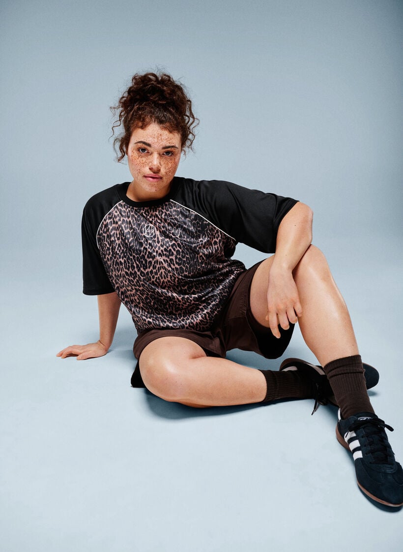 Trainingshort met binnenbroek en telefoonzakje, Bruin, Image image number 0