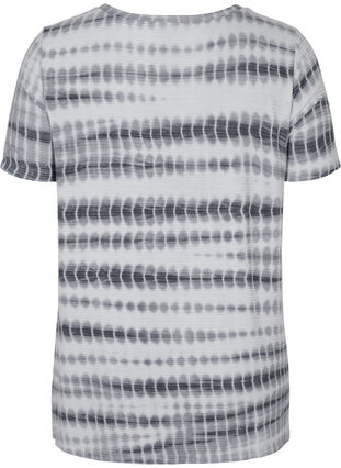 Viscose t-shirt met korte mouwen en tie-dye print, White, Black Tie Dye, Packshot image number 1