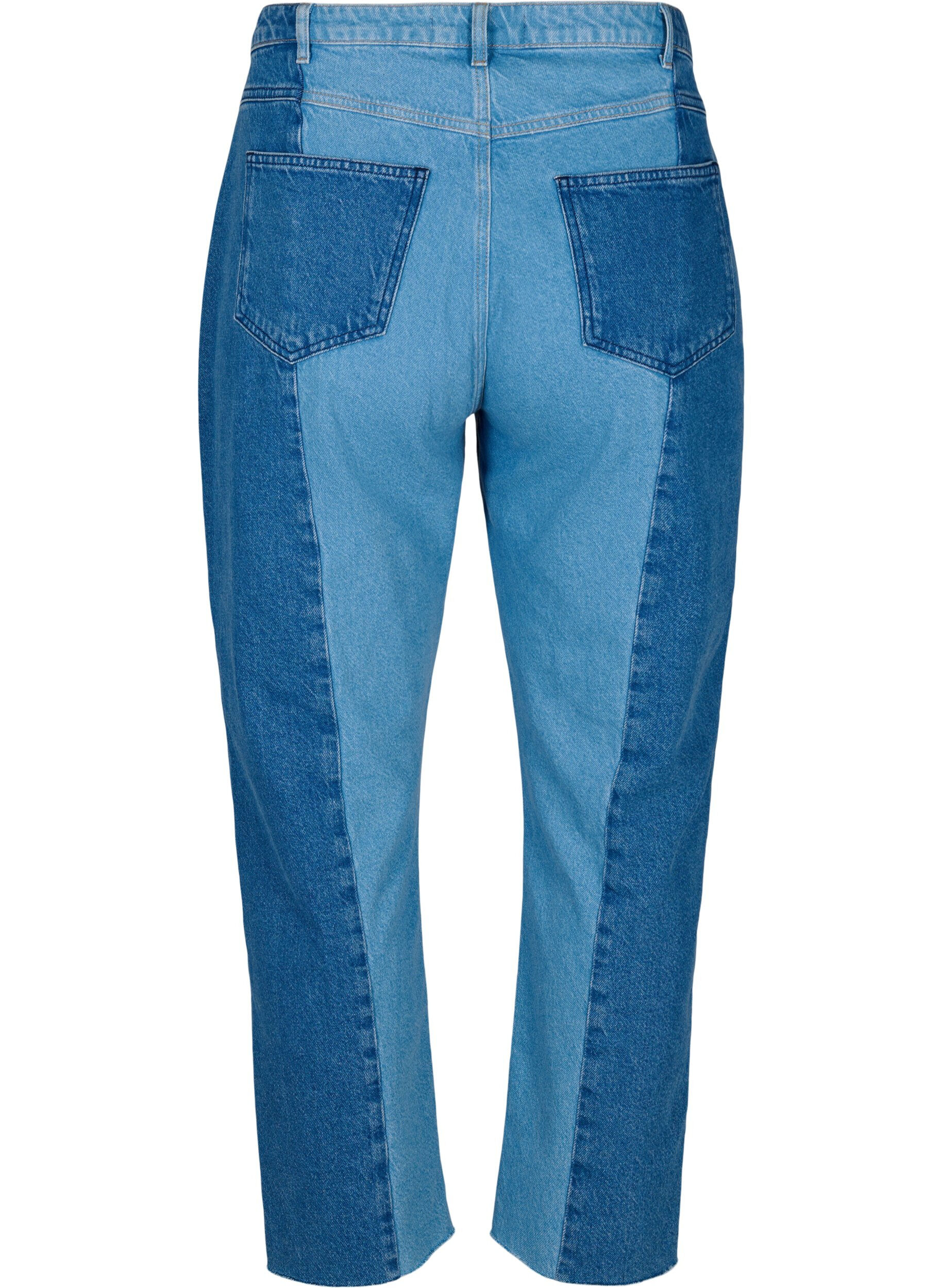 Zizzi Cropped Vera jeans met colorblock, Blue denim, Packshot image number 1