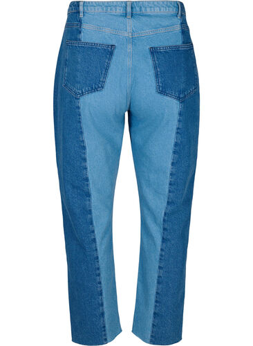 Cropped Vera jeans met colorblock, Blue denim, Packshot image number 1