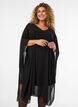 Korte chiffon jurk met V-hals, Zwart, Model image number 2