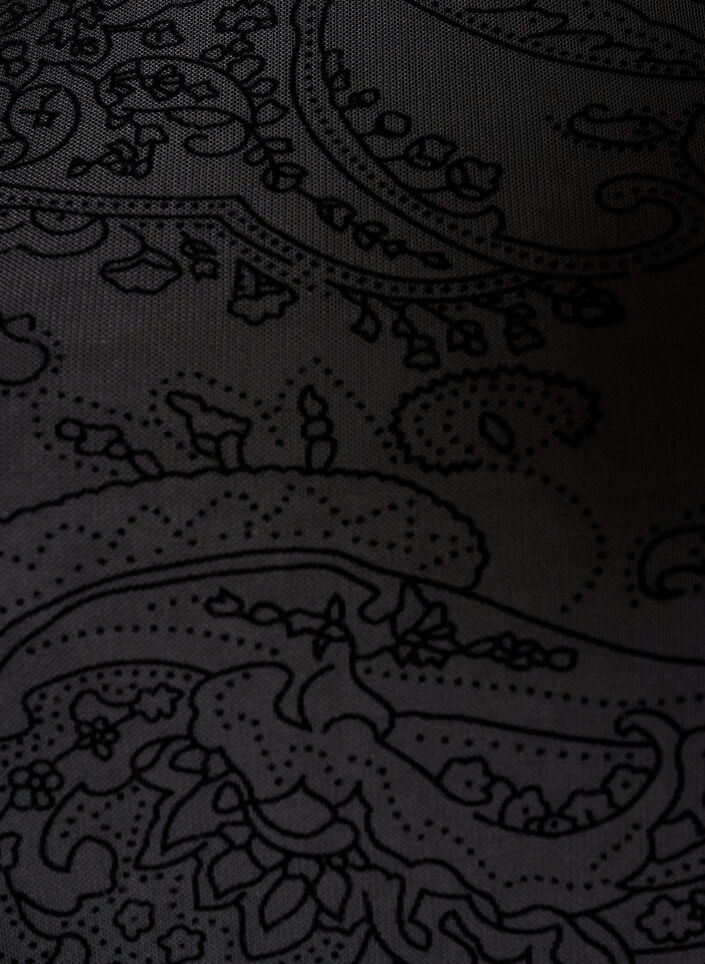 Mesh blouse met paisleyprint en asymmetrische zoom, Zwart, Packshot image number 2
