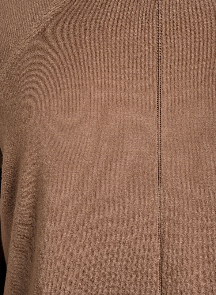Breigoed blouse met ronde hals en gebreid patroon, Bruin, Packshot image number 2