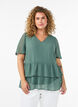 Blouse met V-hals en ruches, Groen, Model image number 0