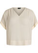 Seersucker blouse met V-hals, Beige, Packshot image number 0