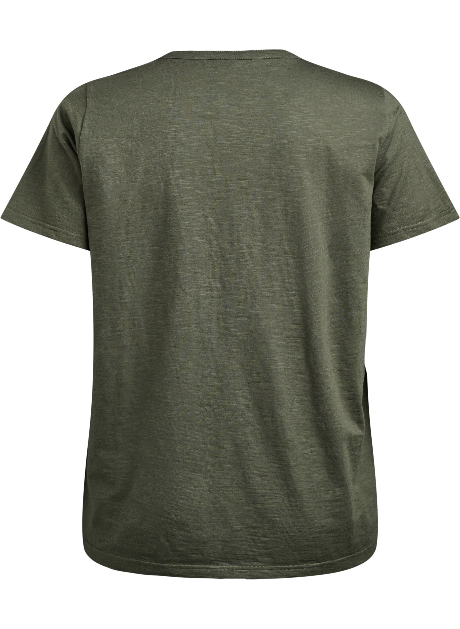 Zizzi T-shirt met knoopdetail, Groen, Packshot image number 1