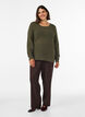 Gebreide blouse met een opengewerkt structuurpatroon, Groen, Model image number 1