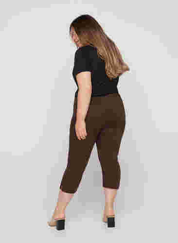 Nauwsluitende capri broek met splitjes, Dark Brown, Model image number 1