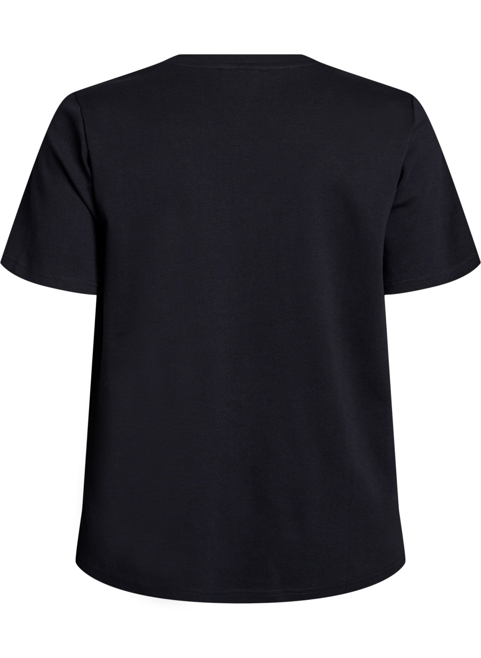 Zizzi Basic V-hals T-shirt in biologisch katoen, Zwart, Packshot image number 1