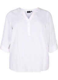 Blouse van katoen met v-hals, Bright White