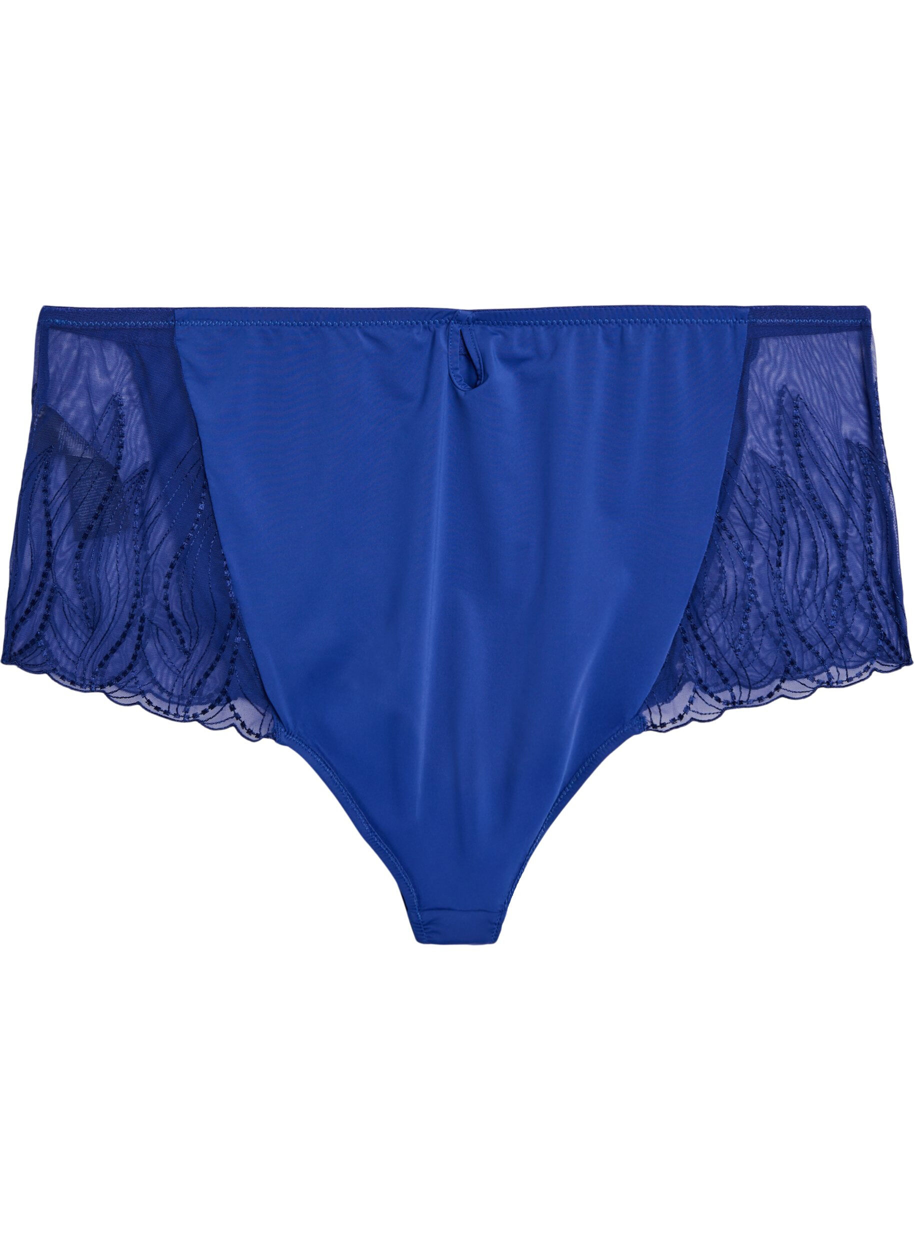 Zizzi Microvezel hipster panties met kanten zijkanten, Blauw, Packshot image number 1