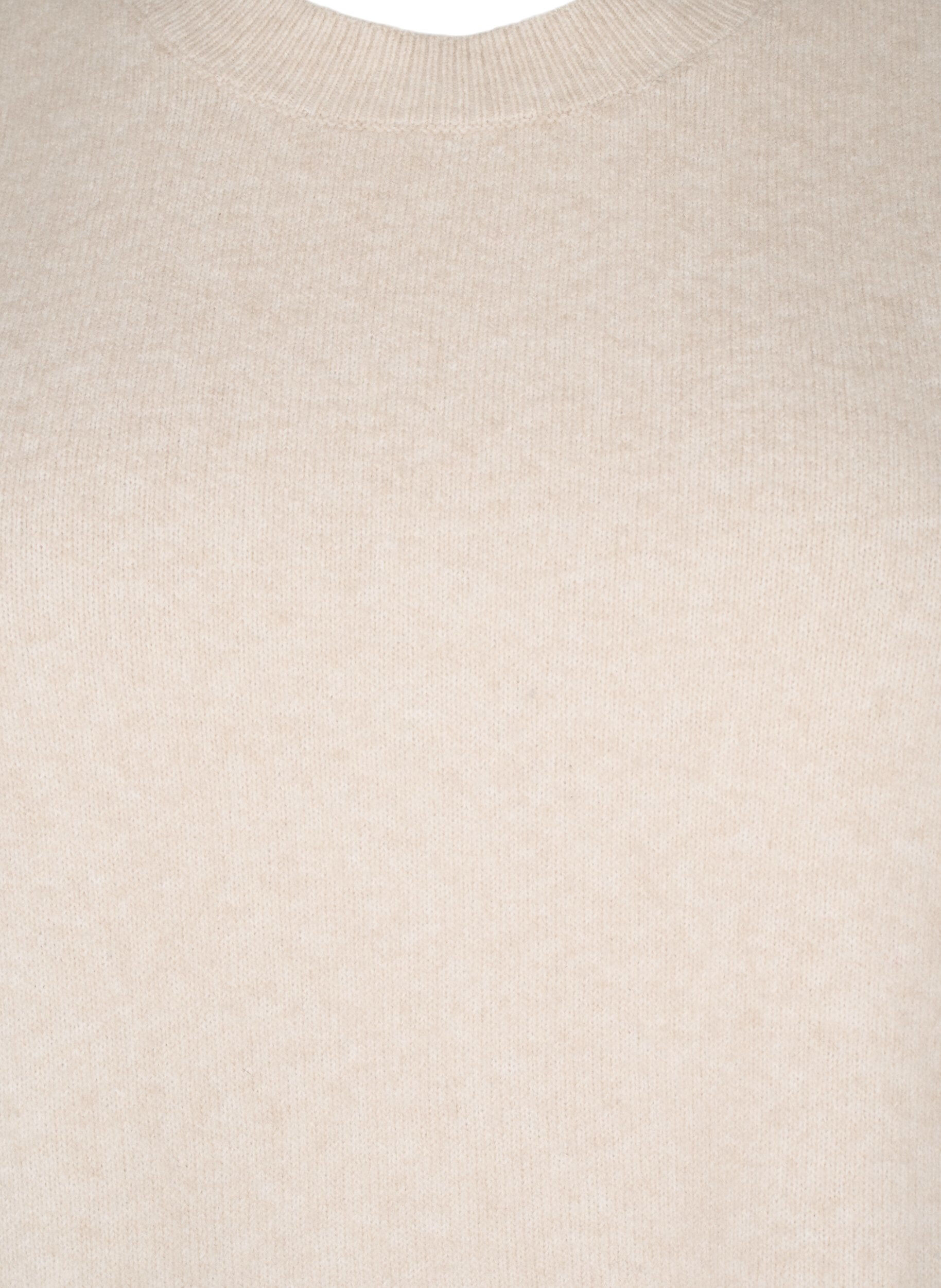 Zizzi Gebreid vest met geribde rand, Pumice Stone Mel., Packshot image number 2