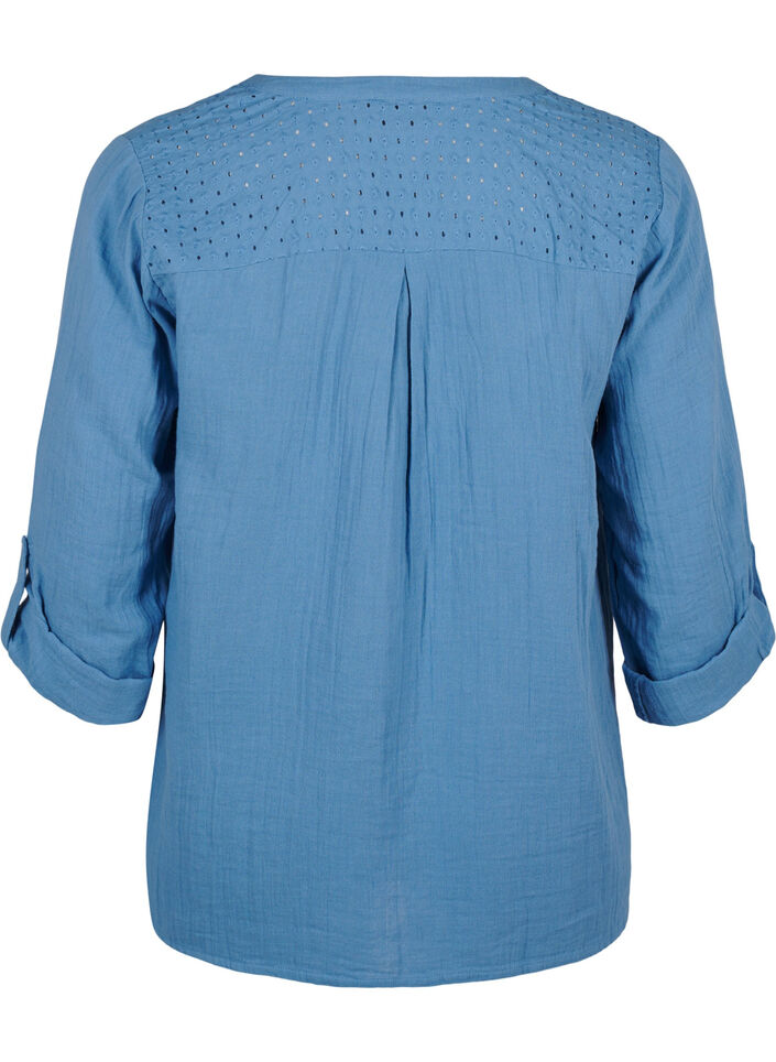 Katoenen blouse met broderie anglaise en 3/4 mouwen, Riverside, Packshot image number 1