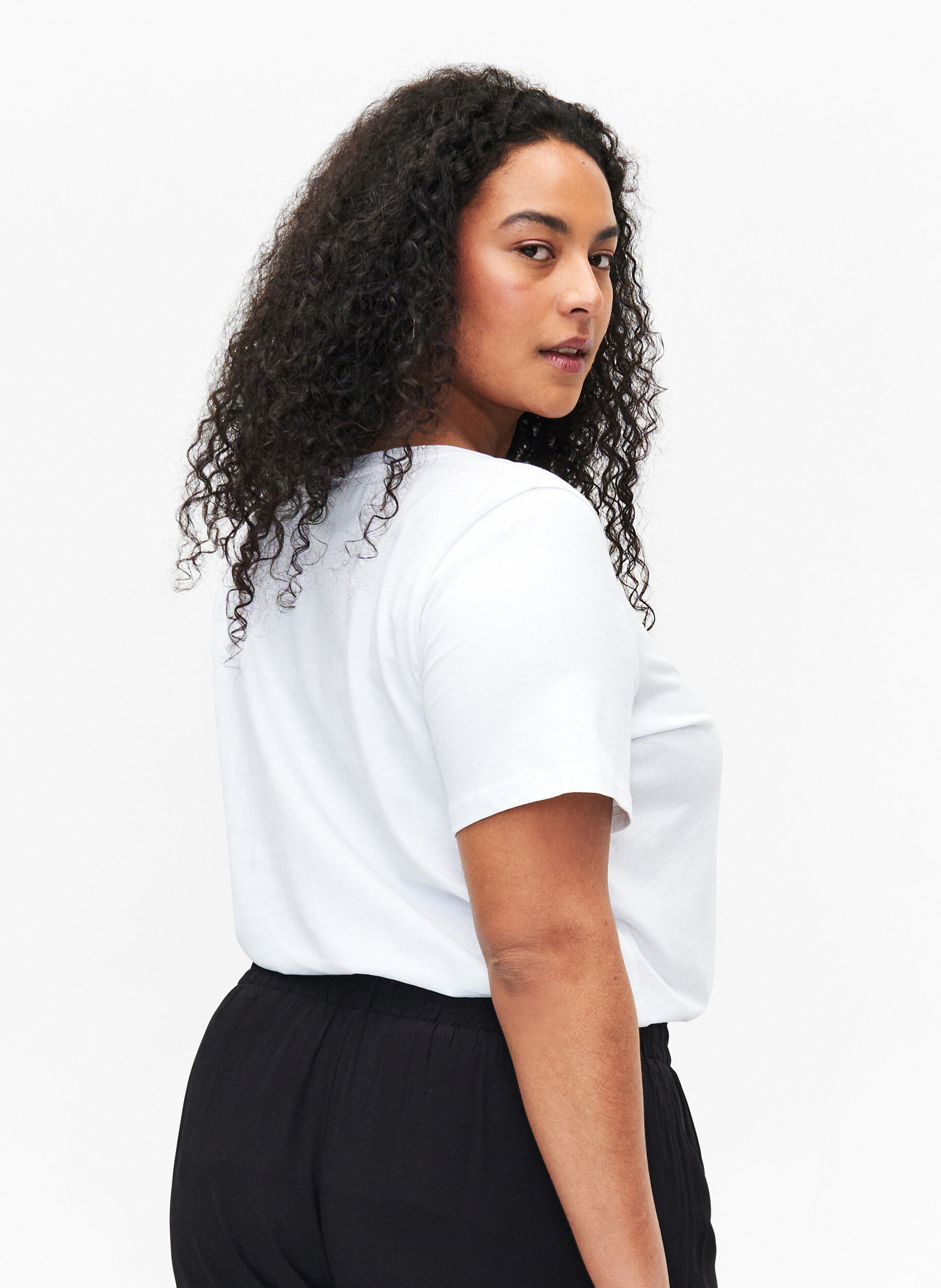 Zizzi Katoenen T-shirt met motief, B. White w. Sulphur, Model image number 1