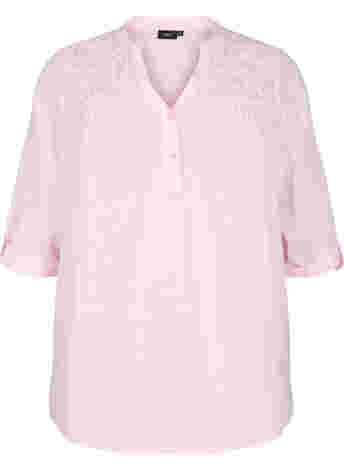Katoenen blouse met kanten details