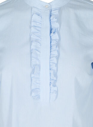 Katoenen blouse met strepen en ruches, Blue Stripe, Packshot image number 2