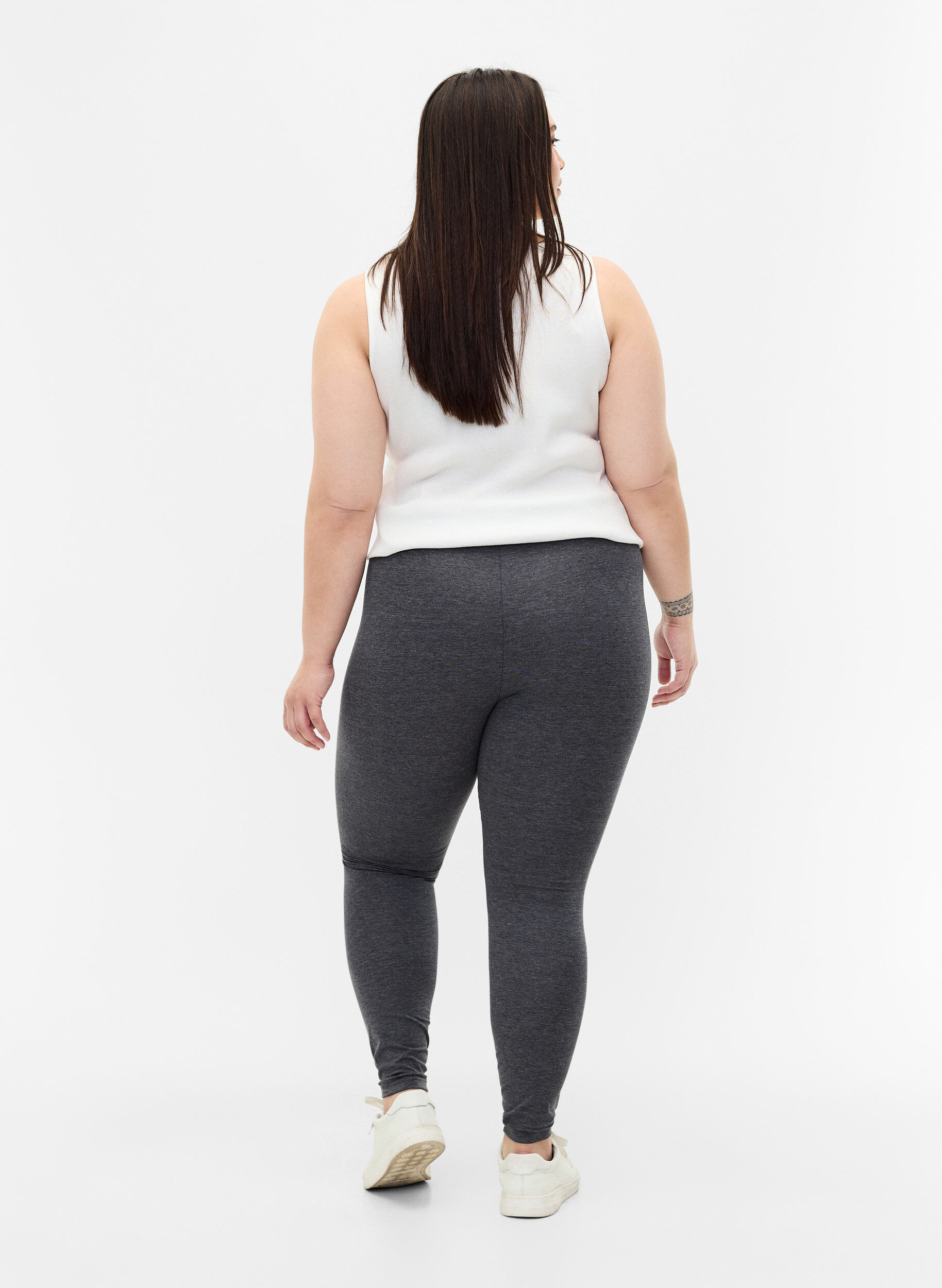 Zizzi Grijs gem&ecirc;leerde legging, Dark Grey Melange, Model image number 1