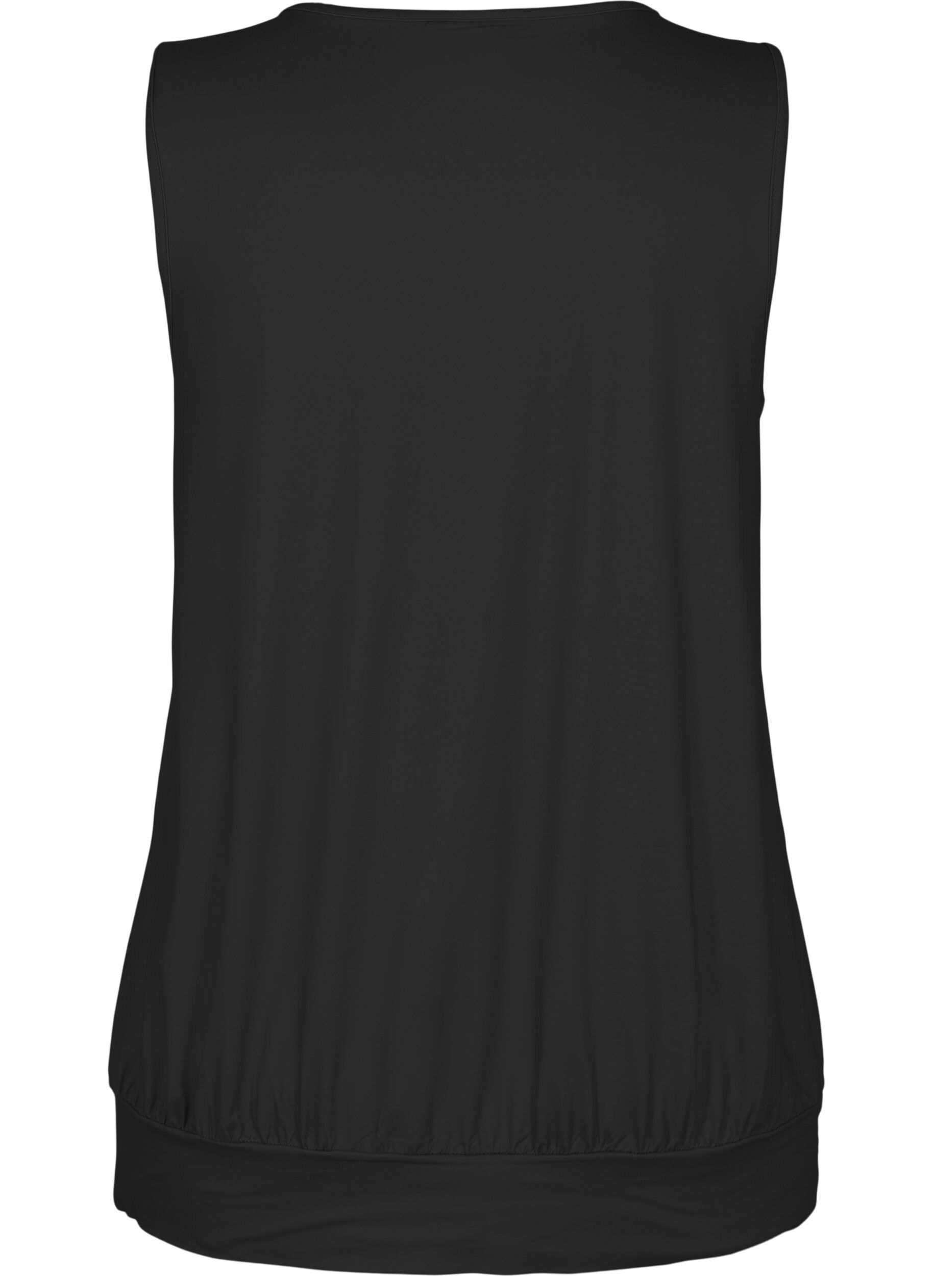 Zizzi Mouwloze trainingstop met balloon fit, Black, Packshot image number 1