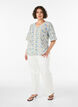 Katoenen shirt met korte mouwen en een V-hals, Blauw, Model image number 1