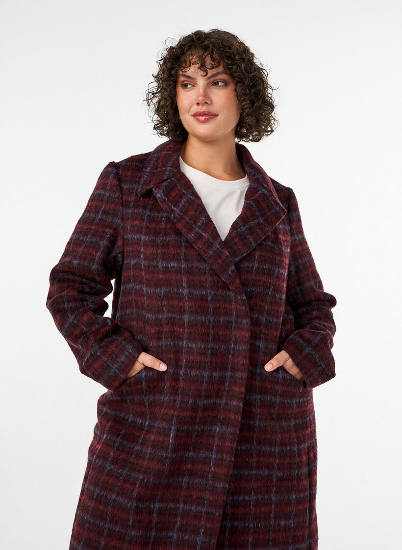 Geruite jas met zakken, Rood, Model image number 2