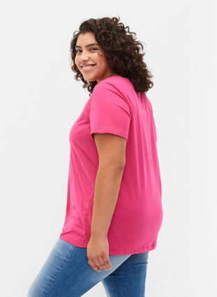 Basic t-shirt in effen kleur met katoen, Beetroot Purple, Model image number 1