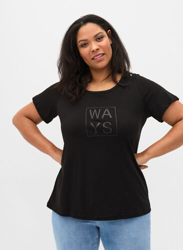 Katoenen t-shirt met print, Black WAYS, Model image number 0