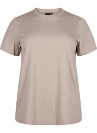 Basic katoenen T-shirt met ronde hals, Beige