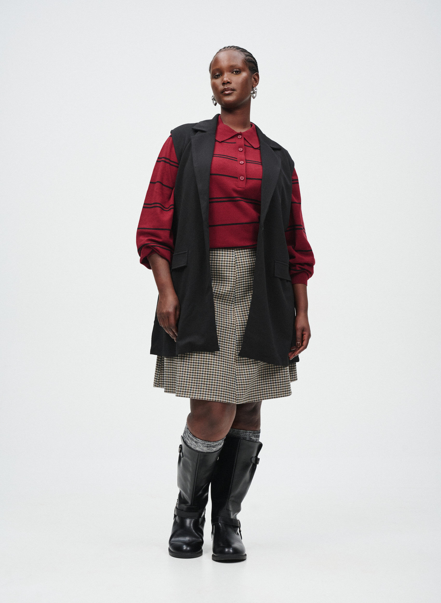 Zizzi Strik blouse met kraag, Rood, Image image number 0