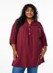 Katoenen mousseline tuniek met broderie anglaise, Donker Bordeaux, Model image number 0