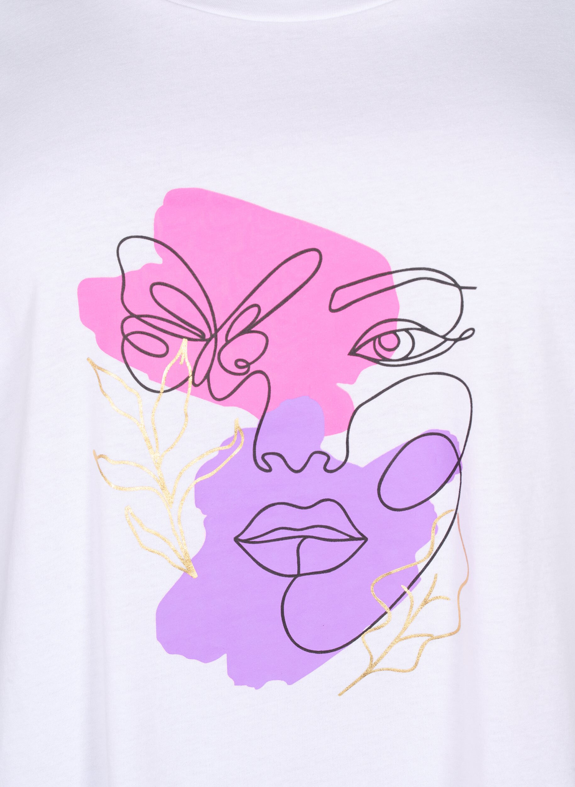 Zizzi Katoenen T-shirt met motief, B. White w. Face, Packshot image number 2