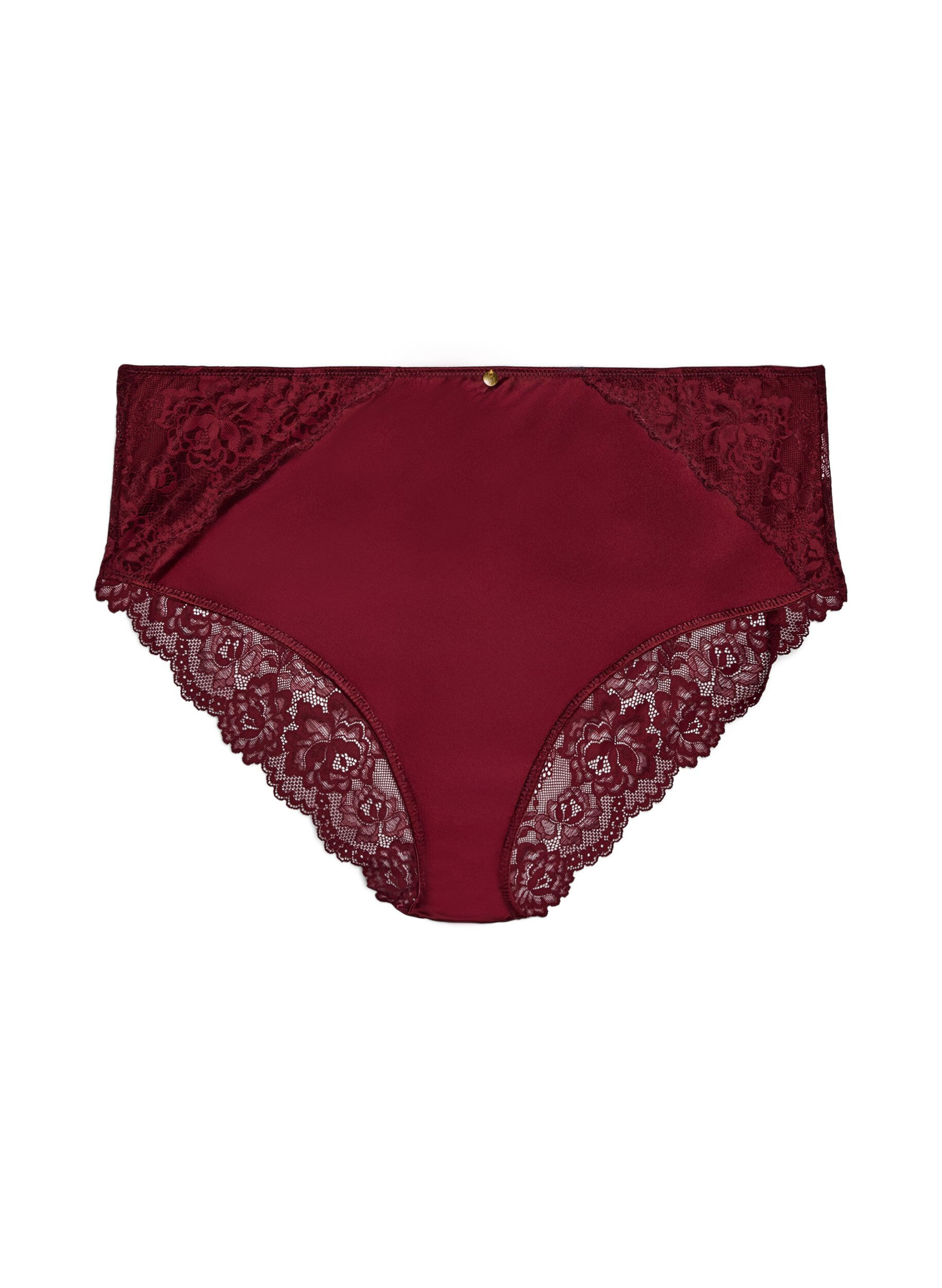 ZizziPanties met kant en een strikdetail aan de achterkant, Donker Bordeaux, Packshot image number 0
